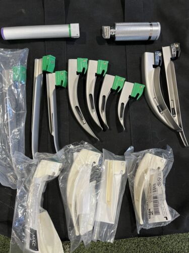 Laryngoscope Mac + Miller Set of 13 Blades & 2 Handles EMT Anesthesia Intubation