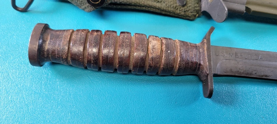 Cuchillo de daga de combate M3 UTICA militar de Estados Unidos de la Segunda Guerra Mundial + vaina USM8A1 C12 Foto 4 de 4