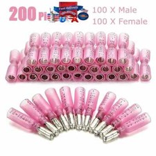 200Pcs Heat Shrink Bullet Wire Connectors 22-18AWG Male Female Crimp Terminals