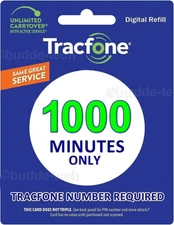TracFone 1000 Minutes for Smartphones *Direct Add to your phone within 2 Days!*