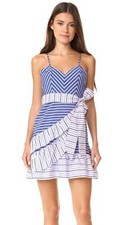 NWT PARKER Sz 8 BROOKLYN RUFFLED STRIPED MINI DRESS In MULTI STRIPE $268