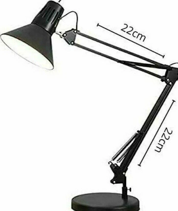 Lampada da Tavolo Scrivania Braccio Girevole Snodabile con Morsetto Ufficio E27 - Immagine 2 di 4