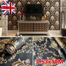 10M Wallpaper Luxury Damask Embossed Self Adhesive Contact Paper Vinyl UK