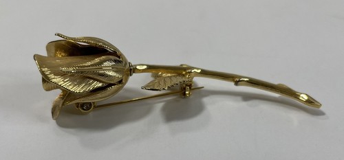 Vintage Brushed Shiny Gold Tone Textured Rose Flower Pin Brooch Beautiful! - Picture 3 of 8