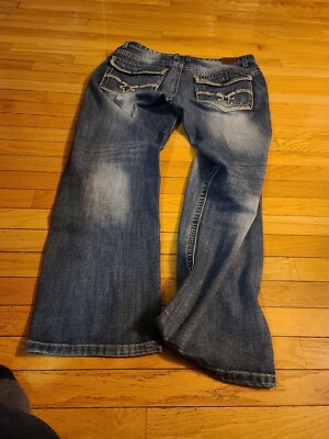GS115 36x33 Jeans Mens Stone Washed Measures 38x33 