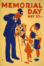 MAY 30 MEMORIAL DAY CHILDREN SALUTE VETERAN SOLDIER VINTAGE POSTER REPRO