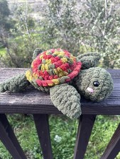 Soft Yarn Handmade Crochet Amigurumi Plushie Green Turtle Stuffed Animal 8.5  