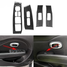 Real Carbon Fiber Interior Window Lift Switch Panel Cover For Kia Soul 2014-2019