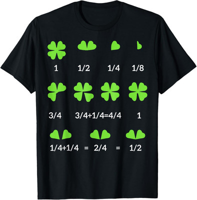 Funny Math Fraction Four Leaf Clover Teacher Unisex T-Shirt