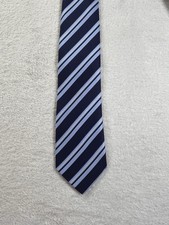 Bijoux Terner 100% Silk Tie Navy Blue Striped...