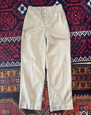 Vintage 1940s WWII USMC Pants Cotton Khaki Military Trousers Korean War Sz 27x31