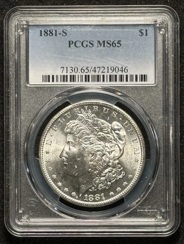1881 S - Morgan U.S. Silver Dollar $1 Coin - Vintage San Francisco - PCGS MS65