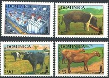 Timbres Animaux Oiseaux Mammifères Dominique 1031/1034 ** - 86824GA