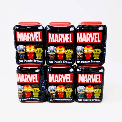 Marvel Puzzle Palz 3D Erasers : Lot of 6 NEW Sealed Blind Capsules