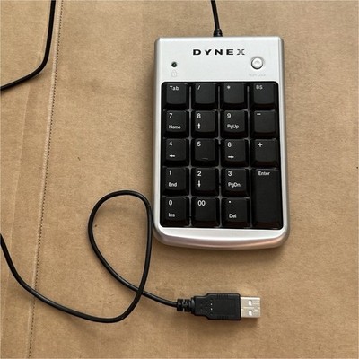 Dynex USB Wired Numeric Keypad w/ Num Lock, Silver/Black DX-KEYPAD