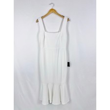 Lulus Square Neck Trumpet Midi Cocktail Dress Women's Large White Bride Bach