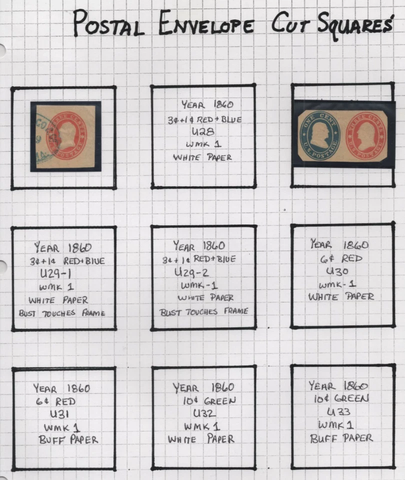 US 1850s-1860s COLLECTION OF 32 POSTAL STARTIONERY CUT SQUARES MINT & USED - Image 4 of 4