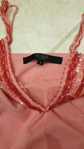 Pink Beaded Sequins cami top sz S brand Halhuber - Picture 5 of 10