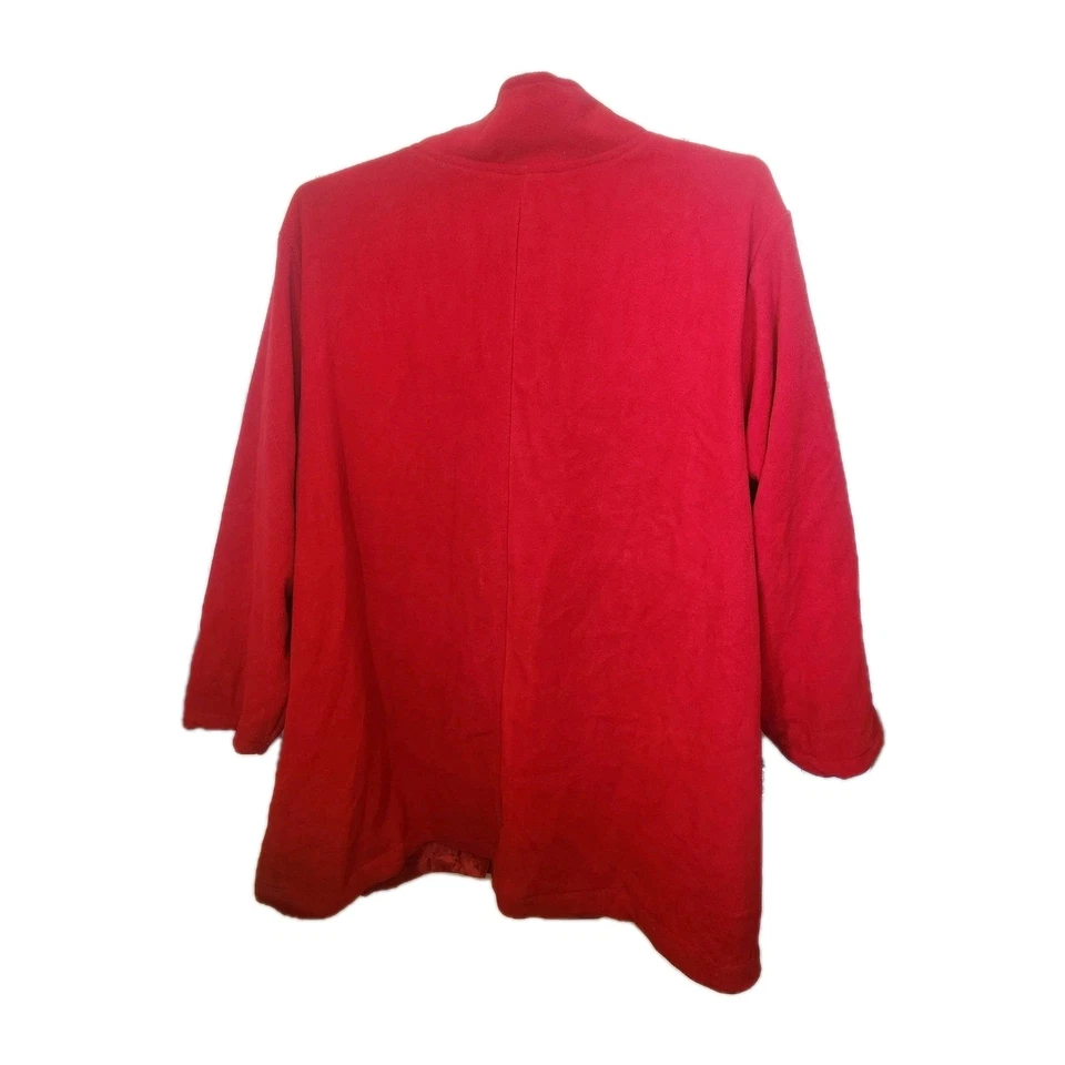 Woman WIithin Plus Size Red Funnel Neck Fleece  Swing Coat  30/32 3X - Image 2 of 3