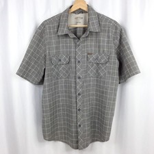 Orvis Tech Button Up Shirt Men's Size Large Gray Plaid Wrinkle Free SS $89