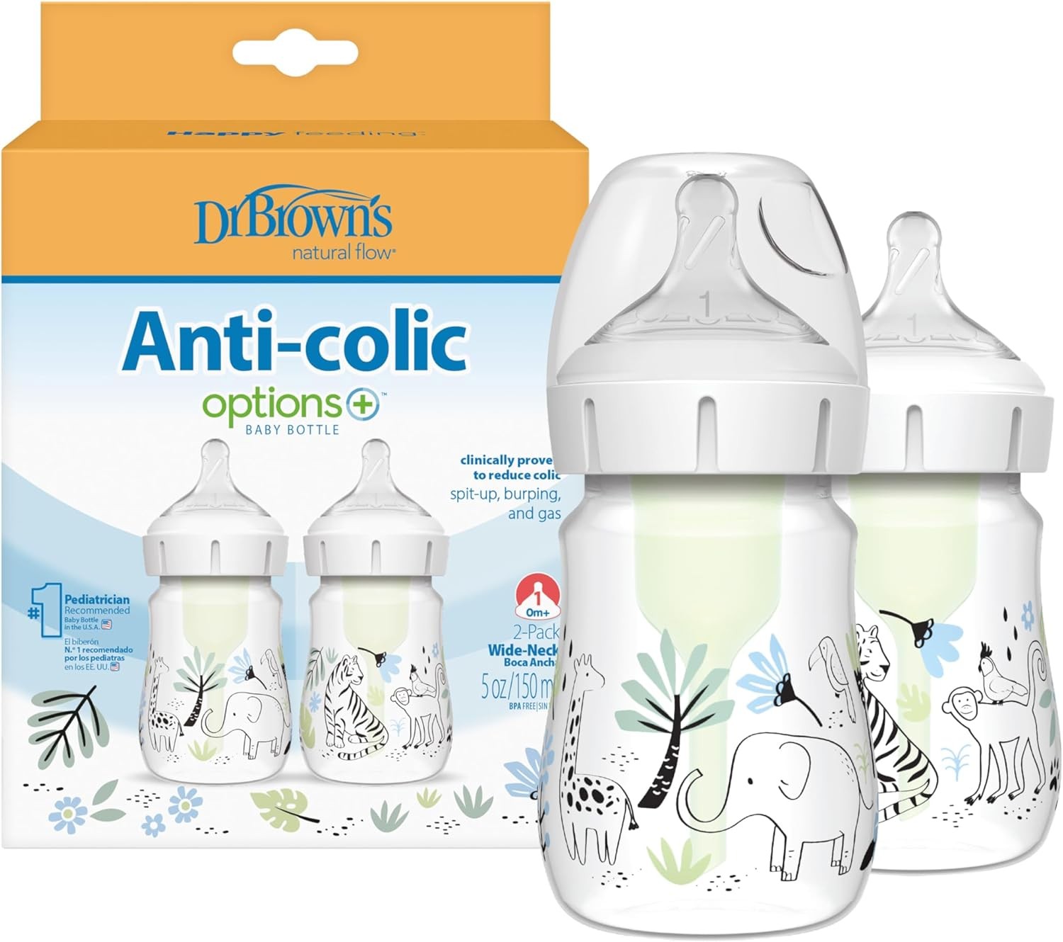 Dr. Brown's Wide-Neck Anti-Colic Baby Bottles 9oz