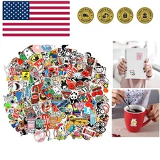 100-Piece Random Cartoon Music & Film Stickers - Waterproof Vinyl Fun