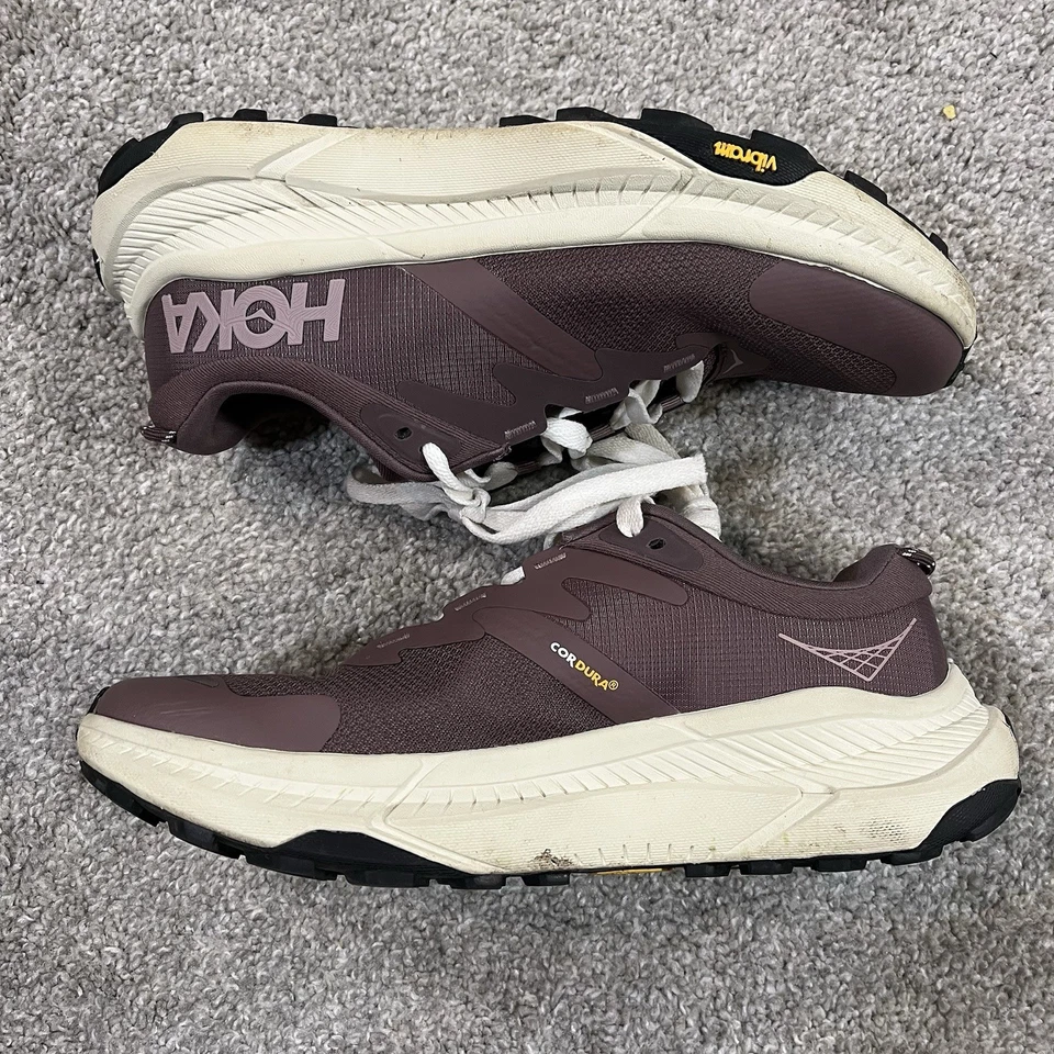 Sapatos de transporte Hoka W 8.5B vermelho malva conforto acolchoado Vibram caminhada caminhada - Imagem 2 de 4