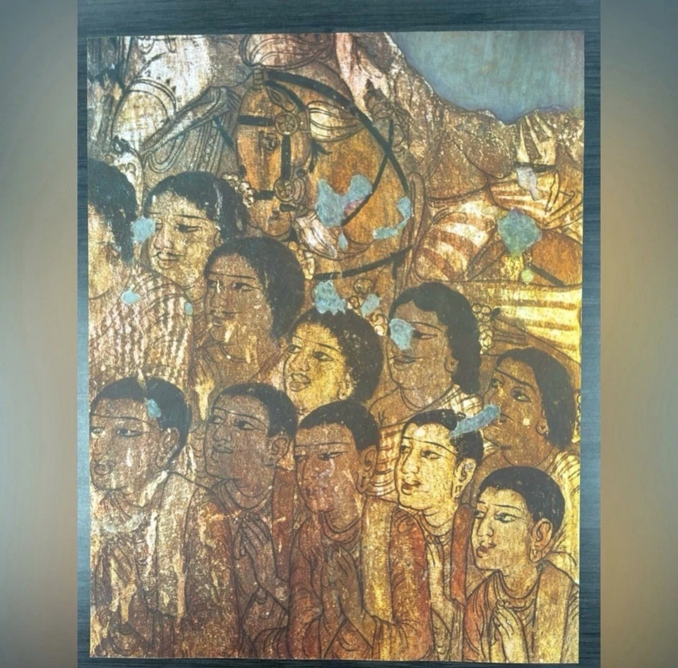 Monks Sermon Original Antigo Vintage Fine Art ÍNDIA Impressão Pôster Ajanta Caves - Imagem 2 de 4