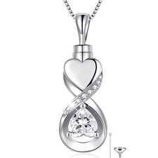 Infinity Heart Cremation Jewelry  Sterling Silver Urn Necklace for Ashes