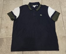 LACOSTE Slim Fit Stretch Pima Polo Shirt In Navy Blue White Khaki Sz 3XL Preppy