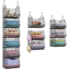 6 Tier Closet Hanging Shelves Organizer with 5 S Hooks 4 Hanging Hooks Storage