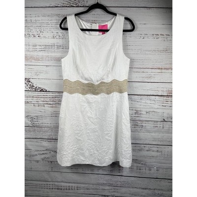 Lilly Pulitzer Dress Women's SZ 10 White Gold Jacquard Floral Sleeveless Pockets | eBay Lilly Pulitzer Dress Women's SZ 10 White Gold Jacquard Floral Sleeveless Pockets | eBay
