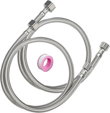 32" Faucet Supply Line 3/8" Comp x 1/2" FIP Stainless Steel Braided, 2-Pack