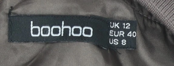 Chaqueta Bomber Boohoo Mujer Gris Reino Unido 12 Recortada Satén Cremallera Informal Foto 4 de 4