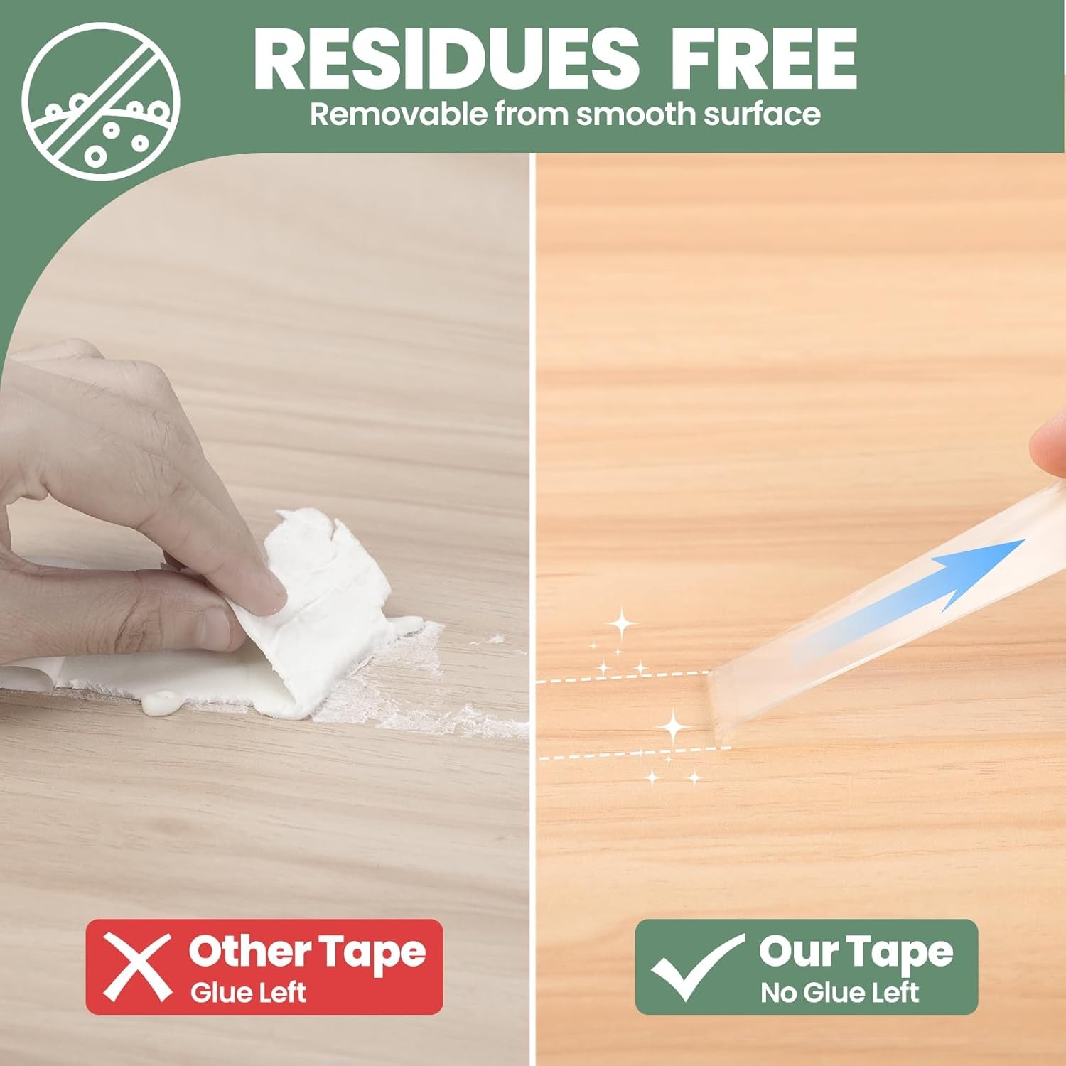 2 Sizes Heavy Duty Double Sided Nano Tape 400" – Clear, Removable, Wall & Post