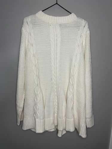 Roamans Womens Chunky Knit Tunic Sweater Crew Neck Swing 18/20 1X  Ivory Pearls - Picture 7 of 9