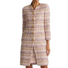 St John Raised Tweed Knit Jacket Womens Size 10 Melon Rose Multicolor NEW