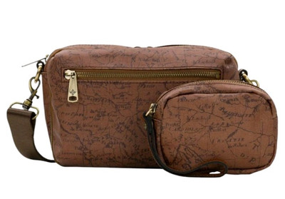 Patricia Nash Piper Coated Canvas Crossbody with Pouch-Map Print-NWT-$199.95