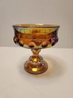 Vintage Marigold Carnival Glass Iridescent Compote