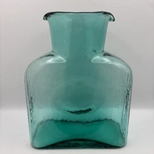 Vintage Blenko Blue Green Teal 8 Inch Double Spout Water Pitcher