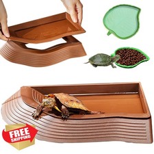 3PCS Tortoise Water Bowl Ramp Reptile Bathing Dish Small
