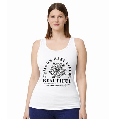 Moms Make Life Damen Trägershirt Tank Top Blumen Mama Muttertag Geschenk