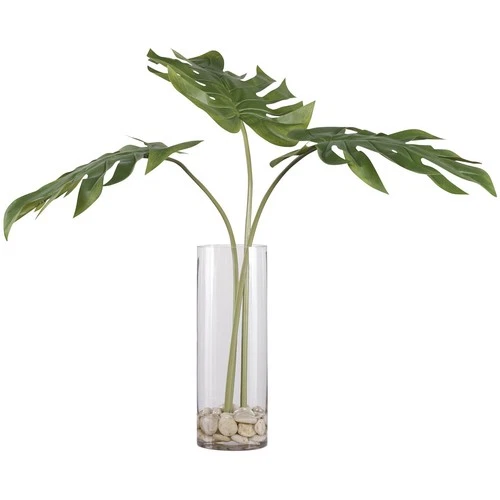 Uttermost 60181 Ibero Clear Glass with Natural Stones Split Leaf Palm - Picture 2 of 4