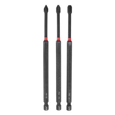 3pcs Impact Phillips Screwdriver Bits PH1/PH2/PH3 6'' Long 1/4'' Hex Shank