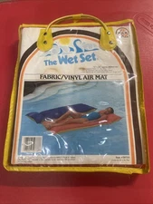 NOS Vtg 80s Wet Set Fabric Vinyl Air Mat Orange Yellow Raft/Float Style 59733