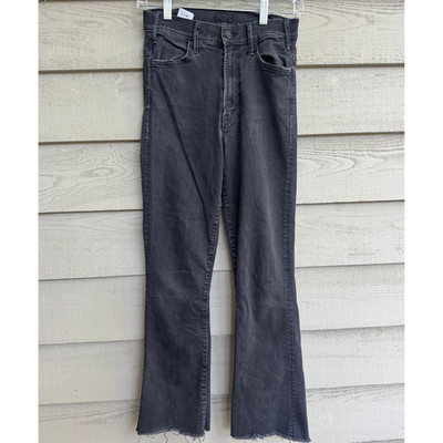 MOTHER Women s Jeans Size 25 Black Raw Hem Slim Straight Denim USA Flaw Repaired