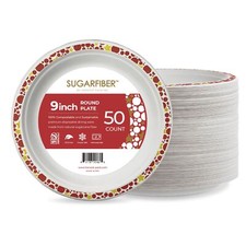 50 Count Harvest Pack 9" Christmas Paper Plates Compostable Disposable White R