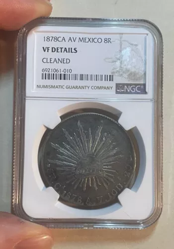 Mexico - 1878 Ca AV Silver 8 Reales (NGC VF Details)