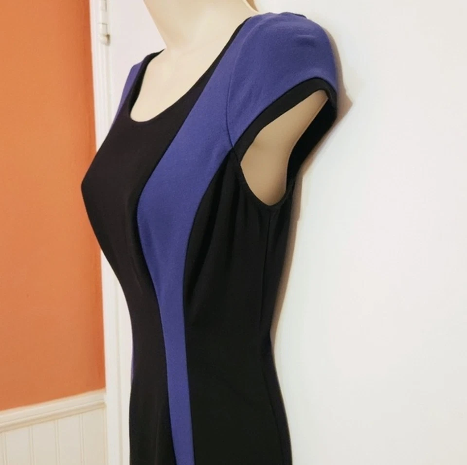 Guess Color Block 网眼背铅笔紧身迷你连衣裙黑色和紫色 2 码 — 第 4/4 张图片