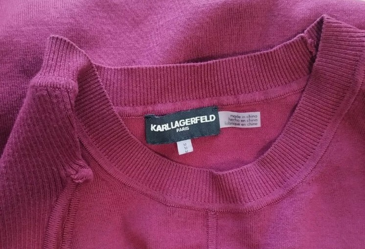 Karl Lagerfeld Cold Shoulder Sweater Merlot Sz M Bell Sleeves NWOT 